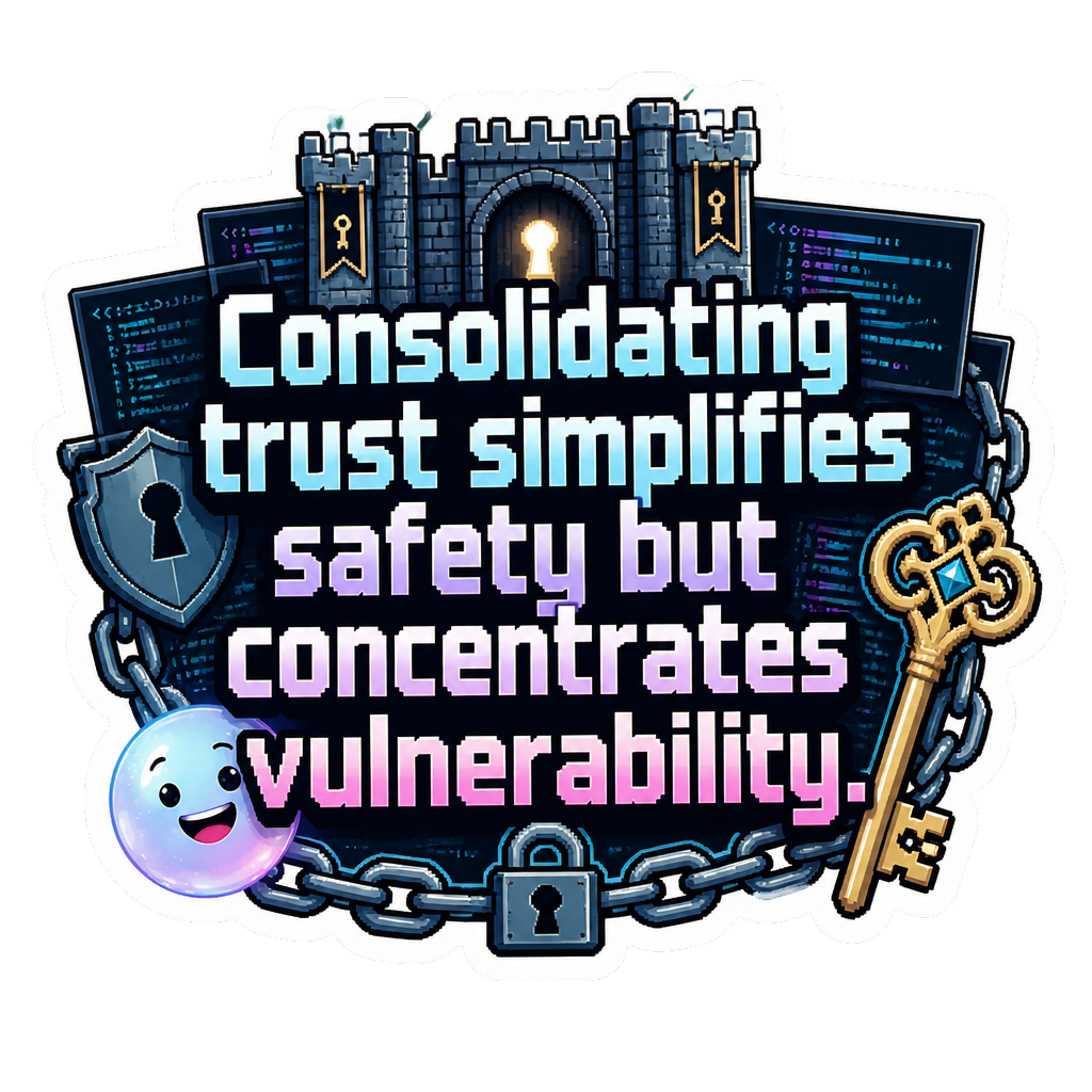 Consolidating trust simplifies safety but concentrates vulnerability.