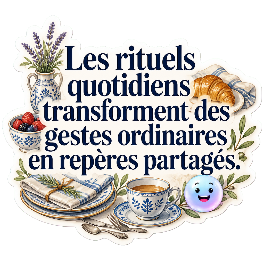 Les rituels quotidiens transforment des gestes ordinaires en repères partagés.