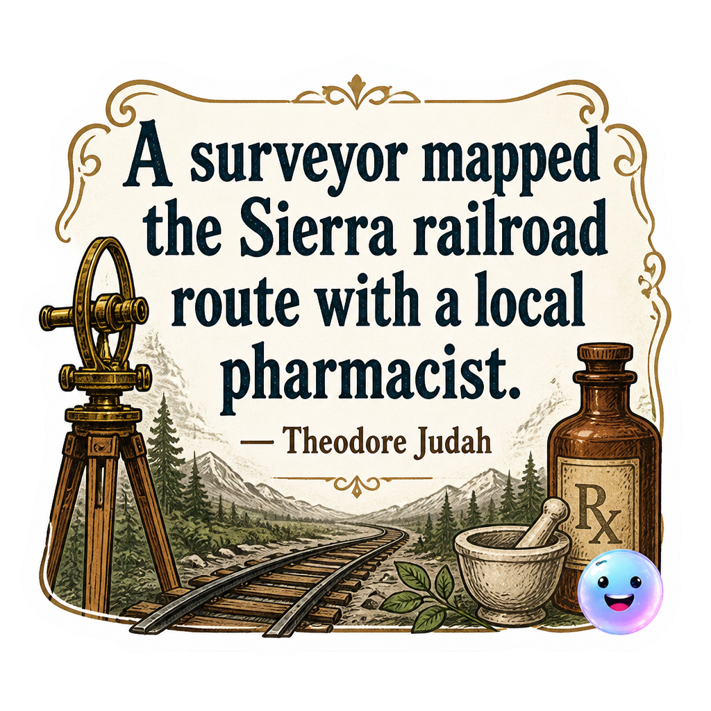 A surveyor mapped the Sierra railroad route with a local pharmacist.