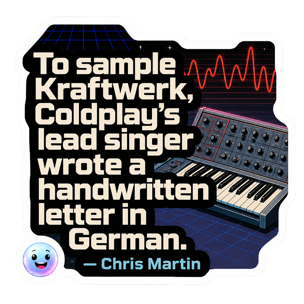 To sample Kraftwerk, Coldplay's lead singer wrote a handwritten letter in German.