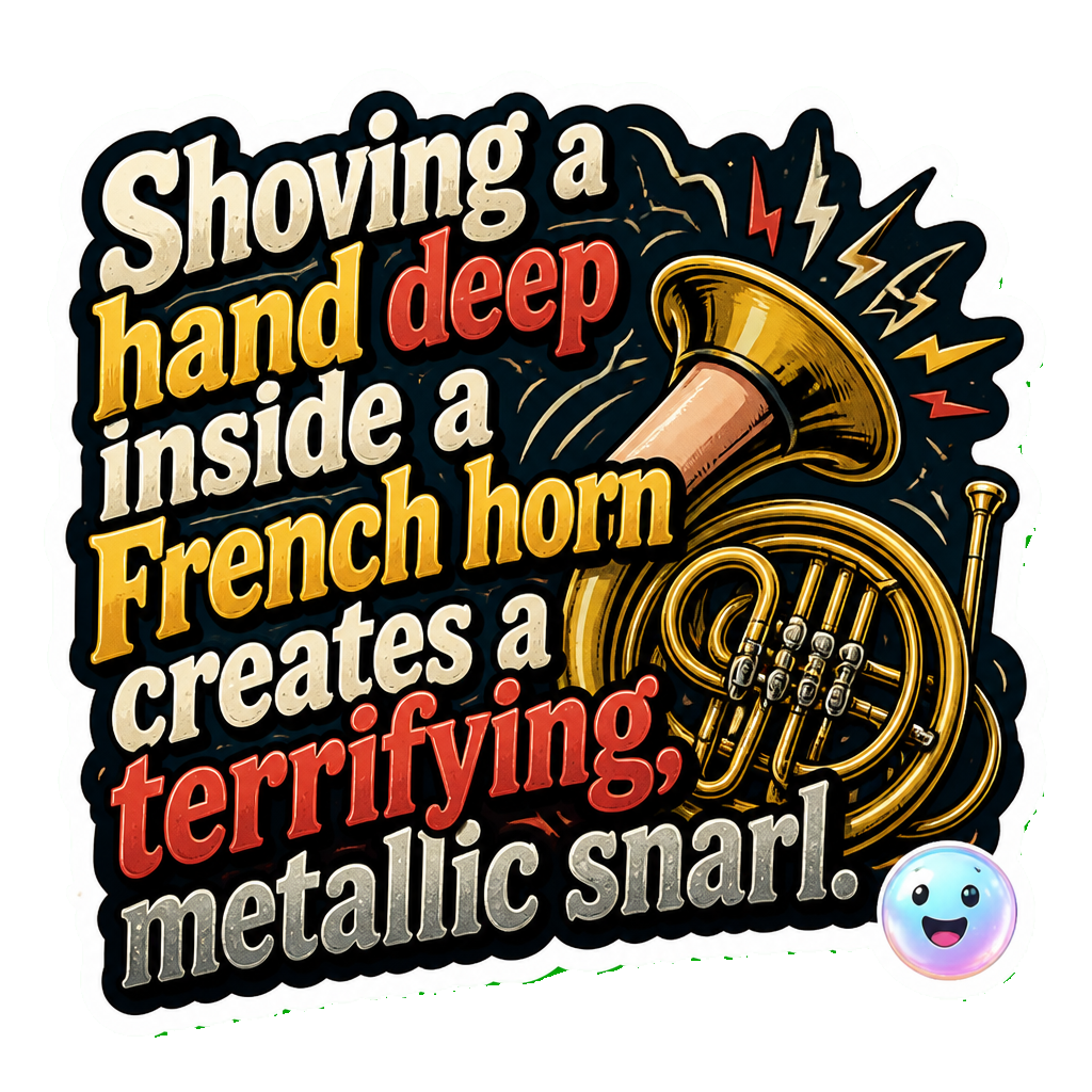 Shoving a hand deep inside a French horn creates a terrifying, metallic snarl.
