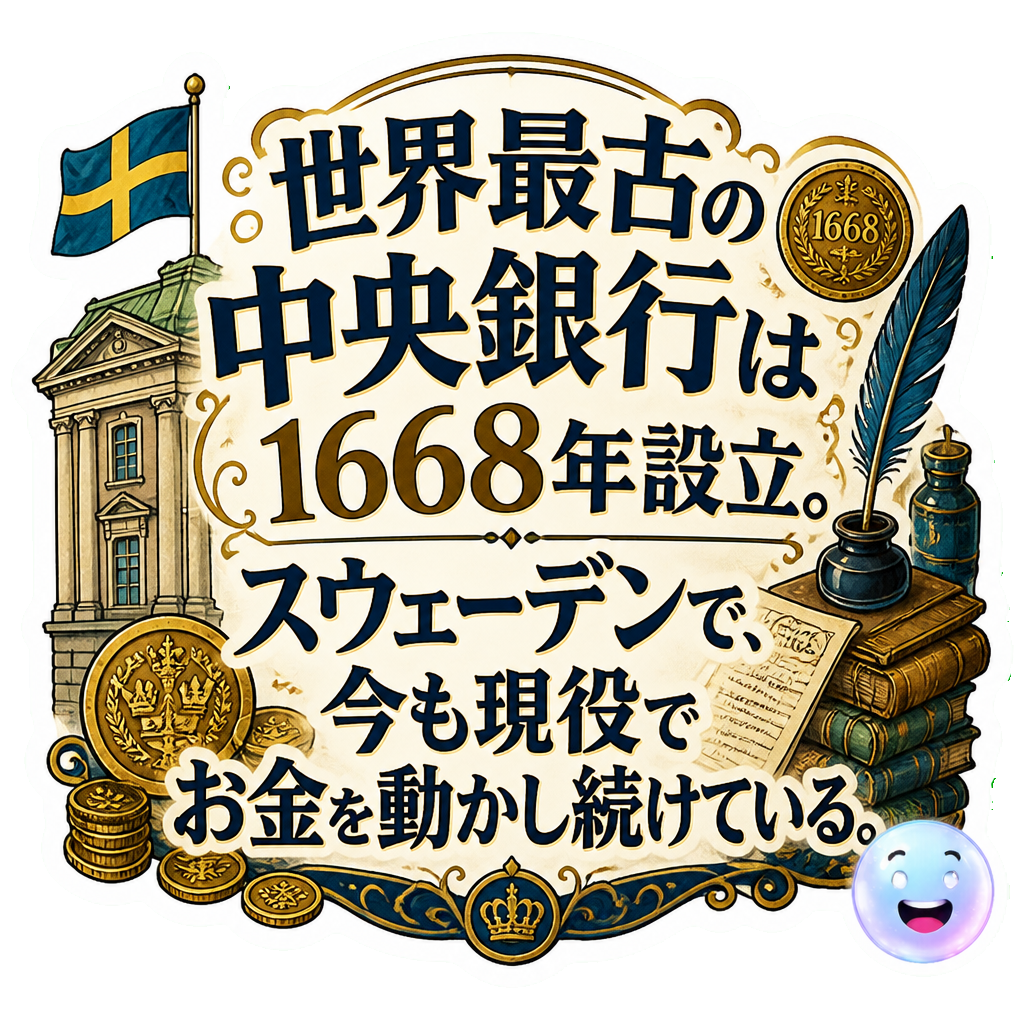 世界最古の中央銀行は1668年設立。スウェーデンで、今も現役でお金を動かし続けている。