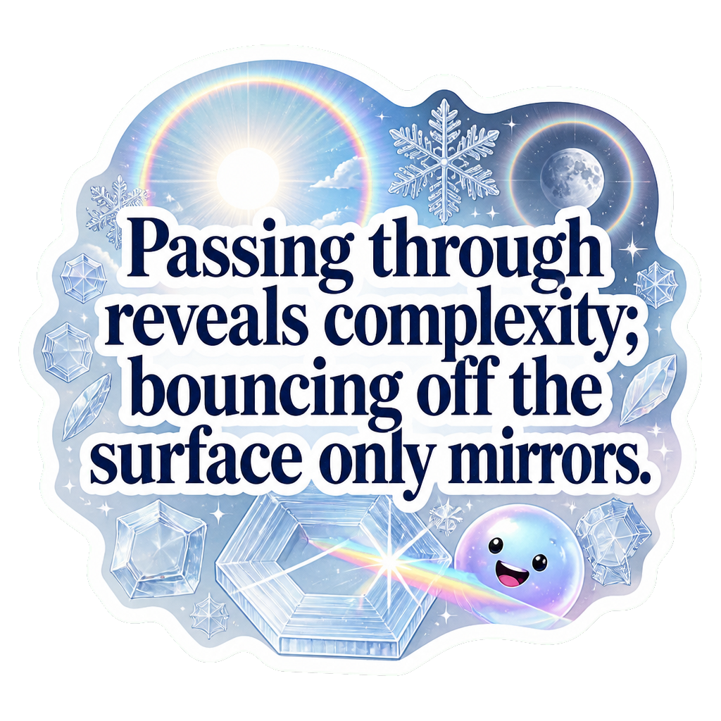 Passing through reveals complexity; bouncing off the surface only mirrors.