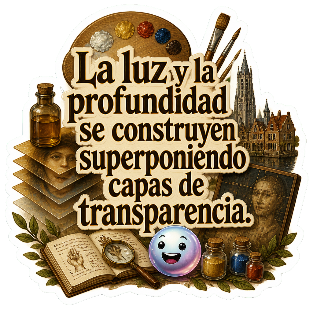La luz y la profundidad se construyen superponiendo capas de transparencia.