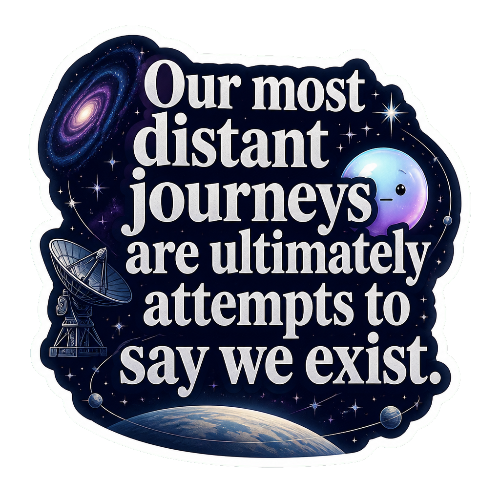 Our most distant journeys are ultimately attempts to say we exist.