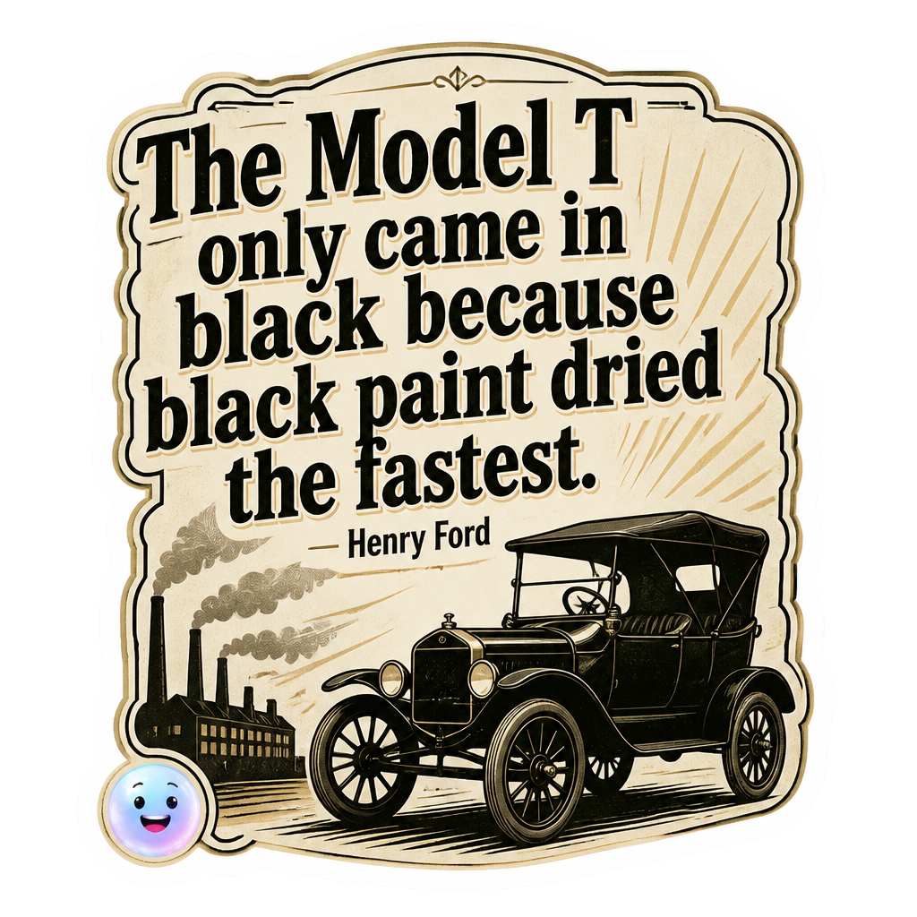 The Model T only came in black because black paint dried the fastest.