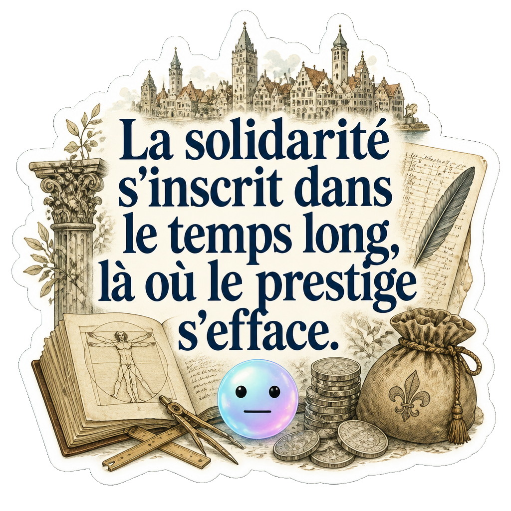 La solidarité s'inscrit dans le temps long, là où le prestige s'efface.