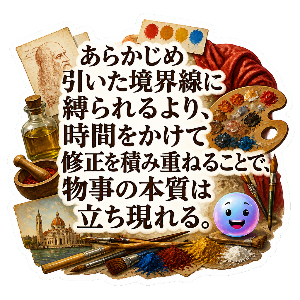 あらかじめ引いた境界線に縛られるより、時間をかけて修正を積み重ねることで、物事の本質は立ち現れる。