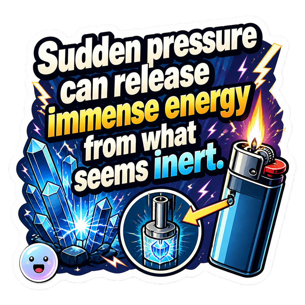 Sudden pressure can release immense energy from what seems inert.