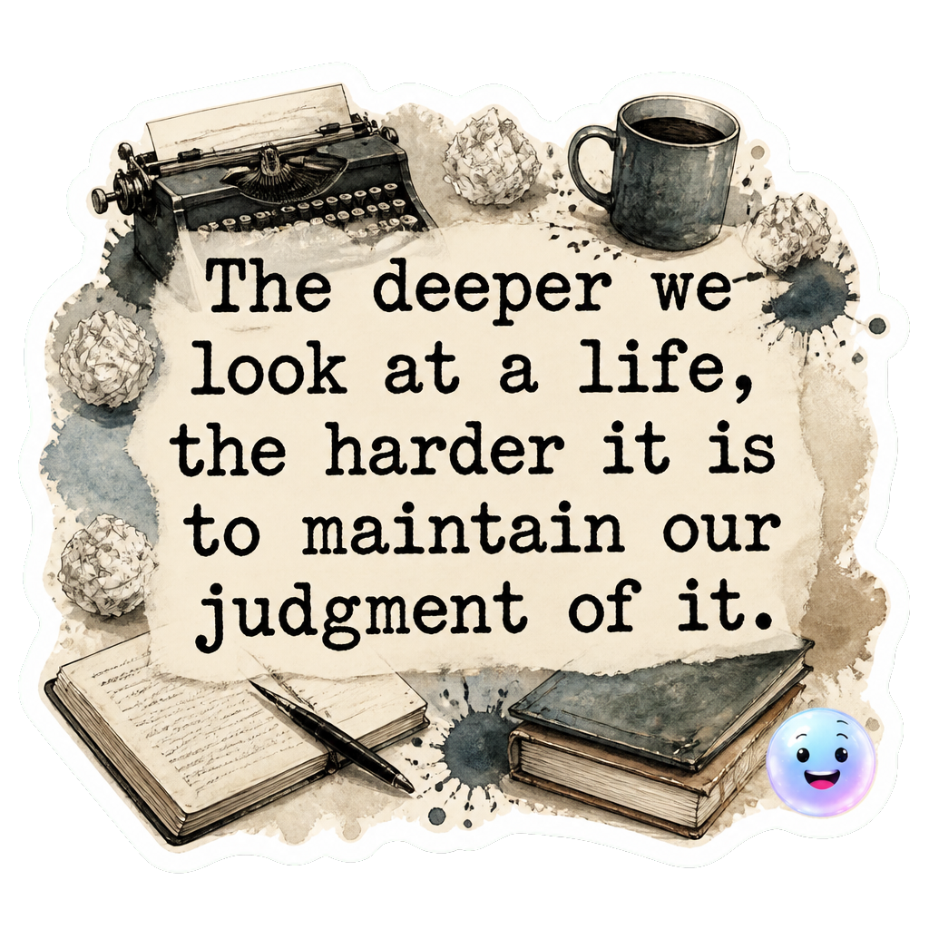 The deeper we look at a life, the harder it is to maintain our judgment of it.