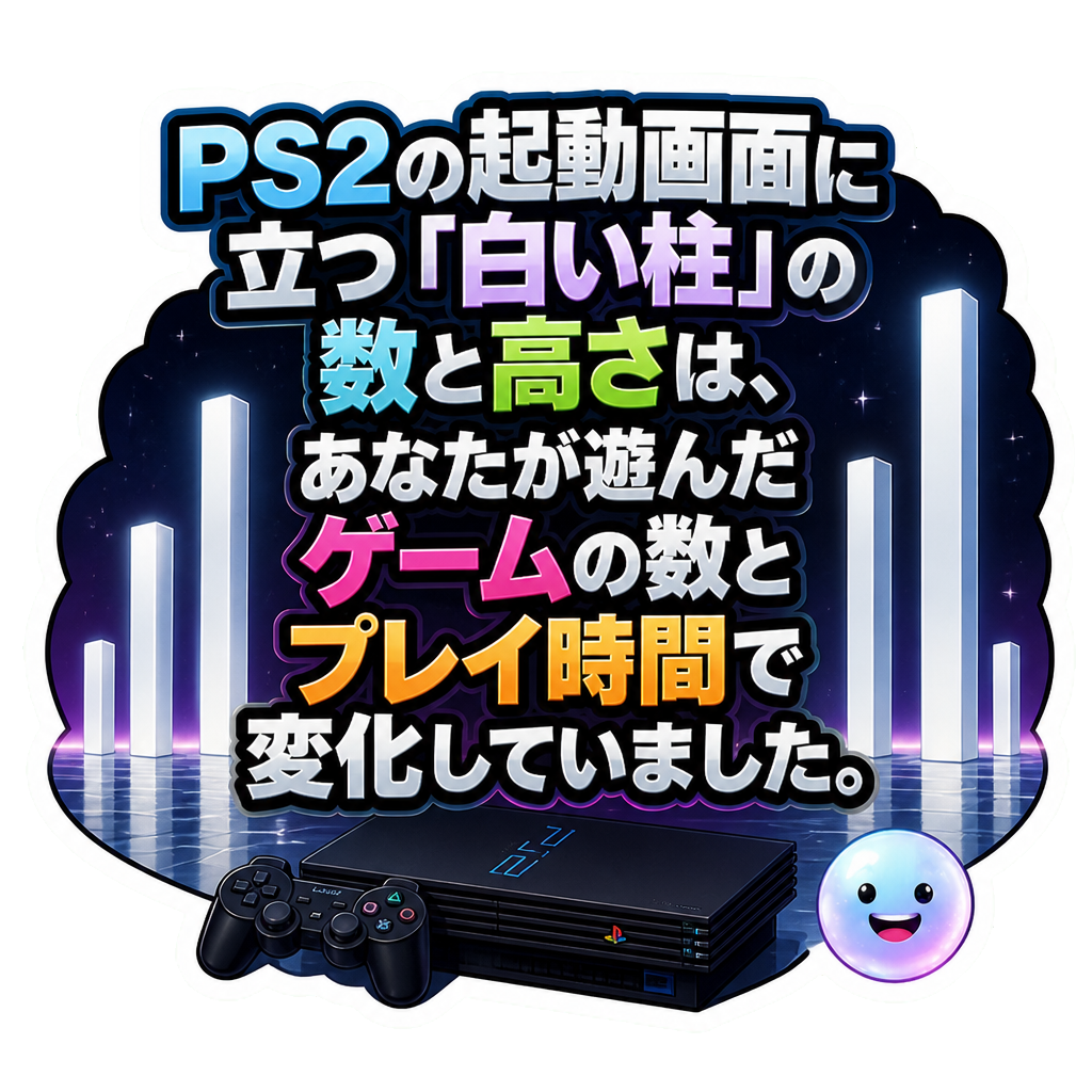PS2の起動画面に立つ「白い柱」の数と高さは、あなたが遊んだゲームの数とプレイ時間で変化していました。