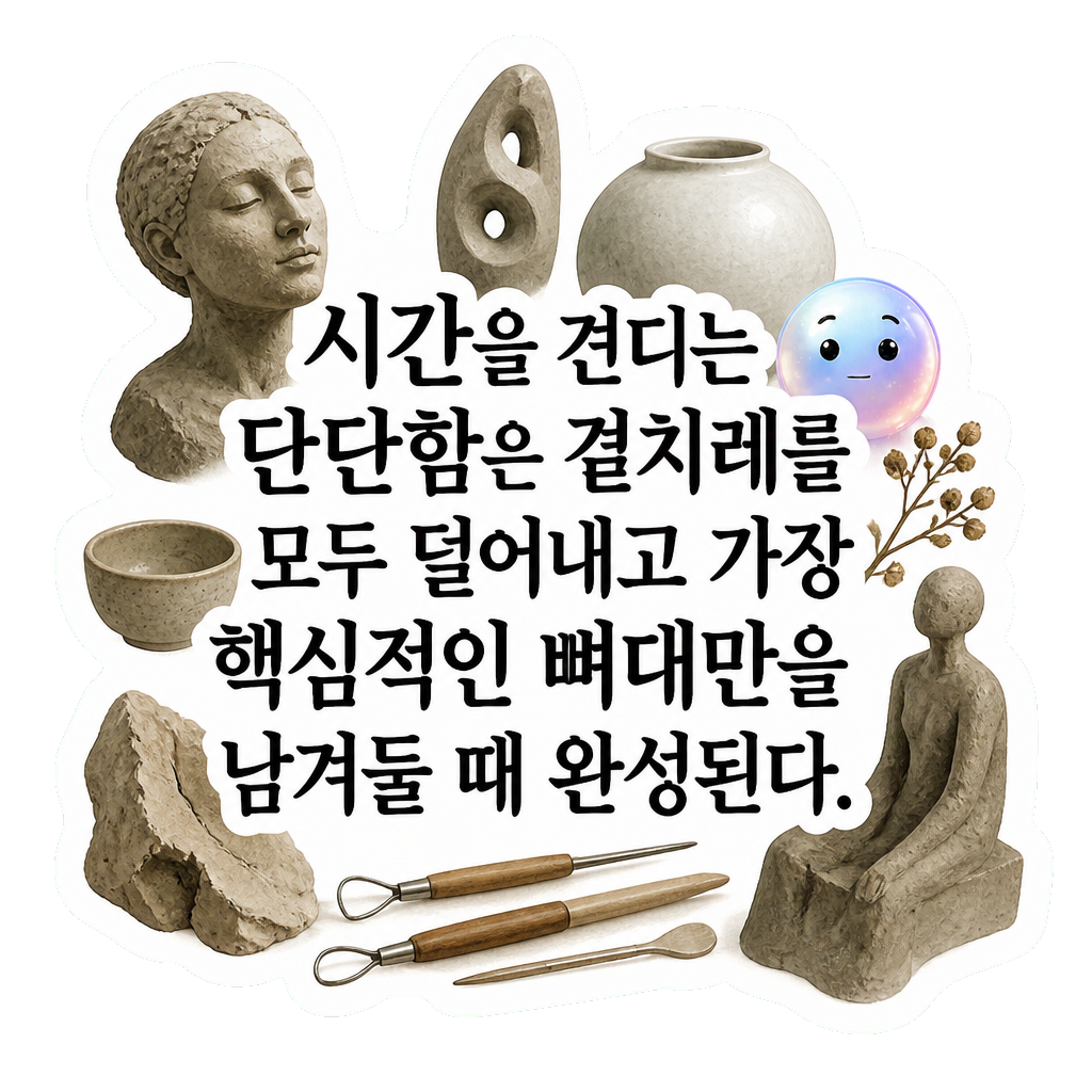 시간을 견디는 단단함은 겉치레를 모두 덜어내고 가장 핵심적인 뼈대만을 남겨둘 때 완성된다.