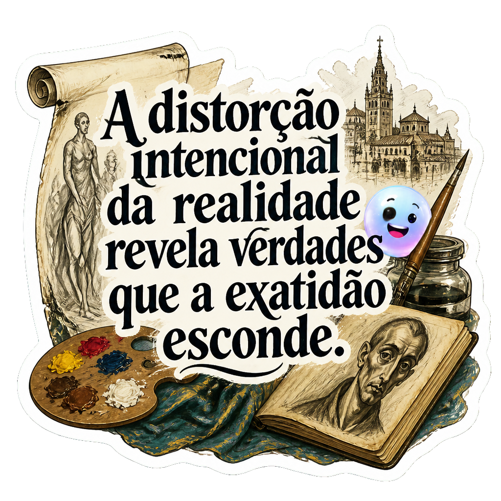 A distorção intencional da realidade revela verdades que a exatidão esconde.