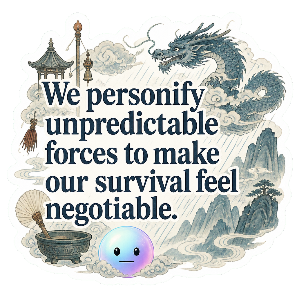 We personify unpredictable forces to make our survival feel negotiable.