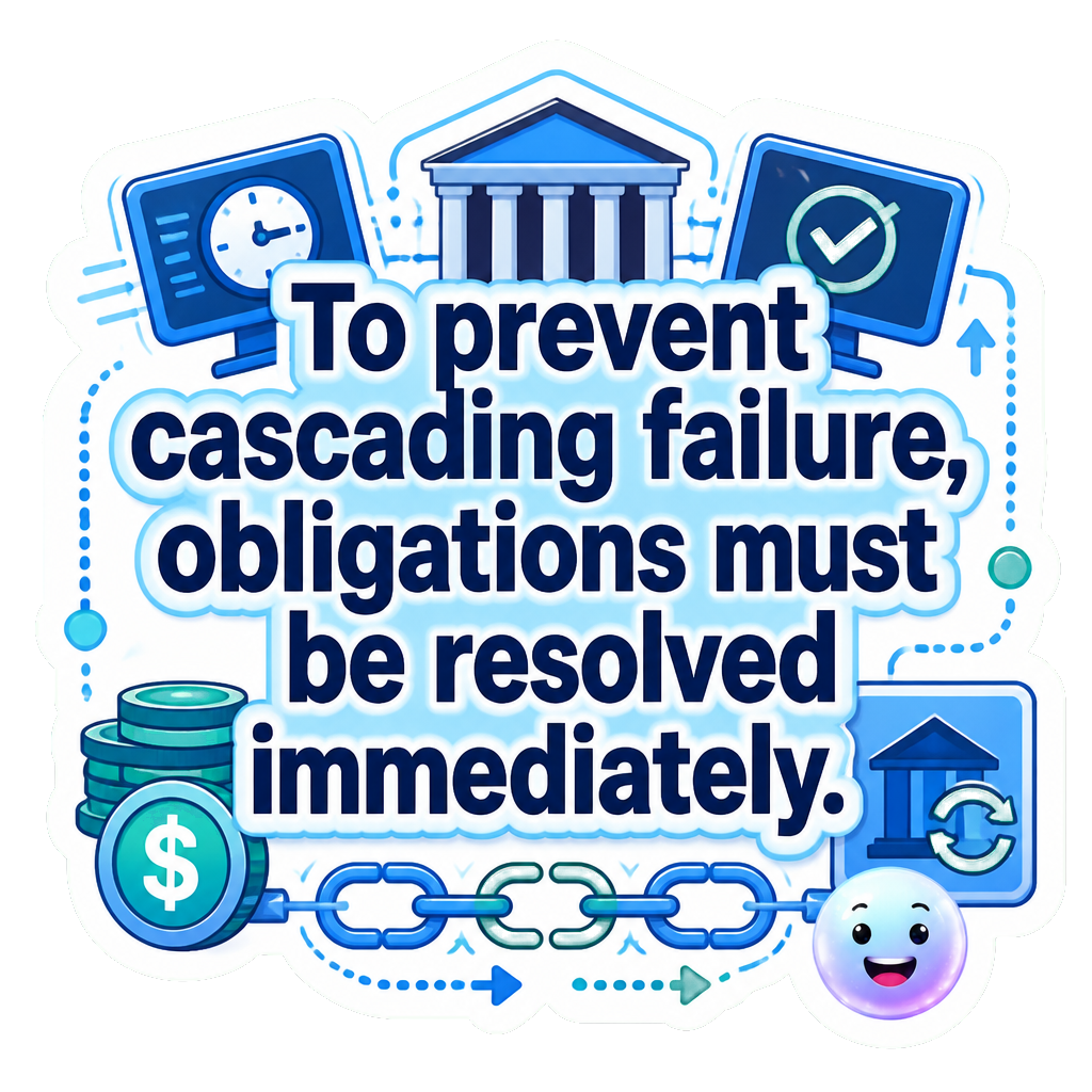 To prevent cascading failure, obligations must be resolved immediately.