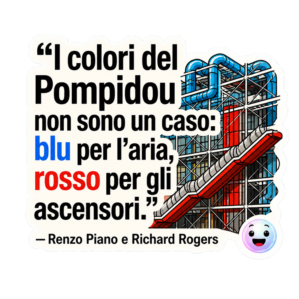 I colori del Pompidou non sono un caso: blu per l'aria, rosso per gli ascensori.