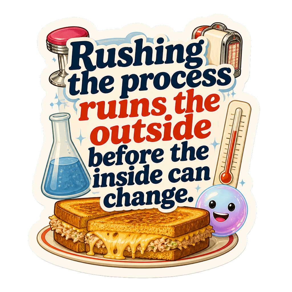 Rushing the process ruins the outside before the inside can change.