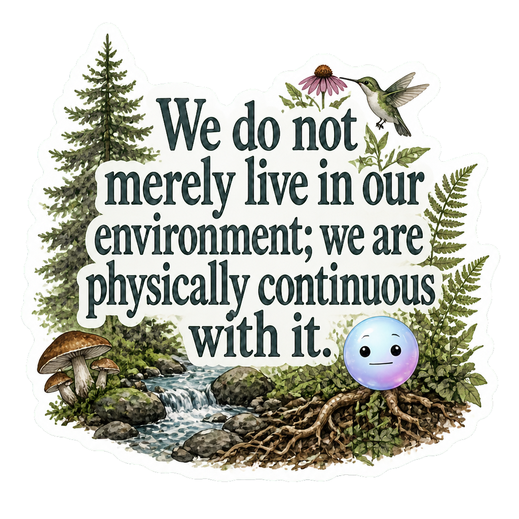 We do not merely live in our environment; we are physically continuous with it.