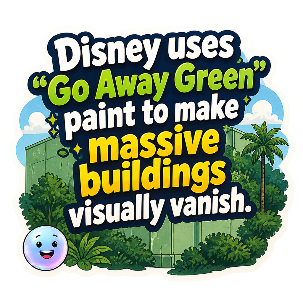 Disney uses "Go Away Green" paint to make massive buildings visually vanish.