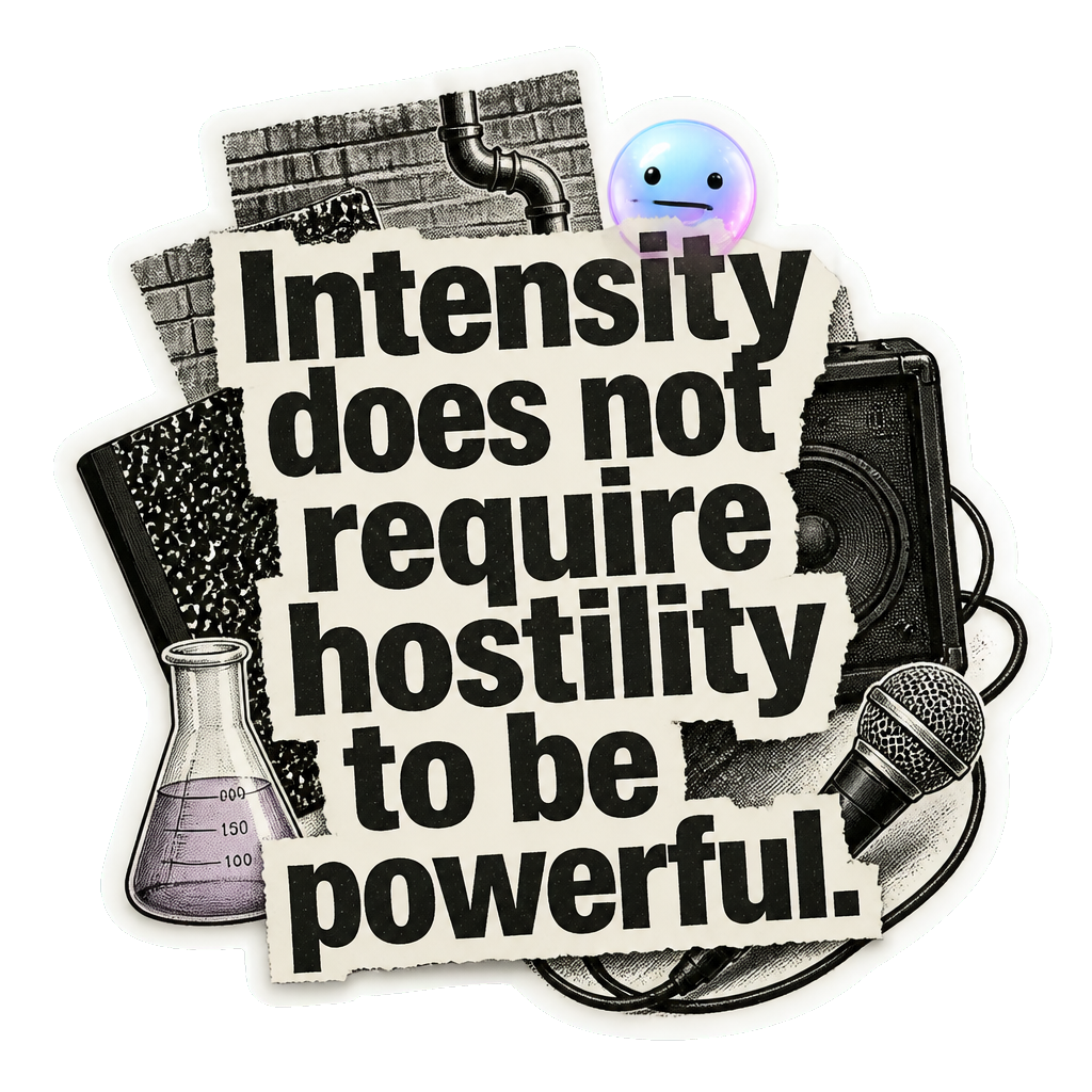 Intensity does not require hostility to be powerful.