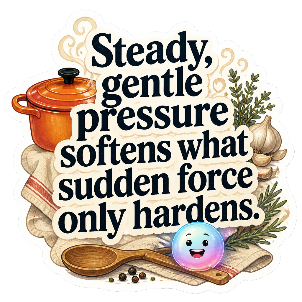Steady, gentle pressure softens what sudden force only hardens.