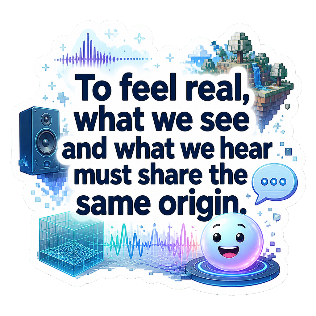 To feel real, what we see and what we hear must share the same origin.