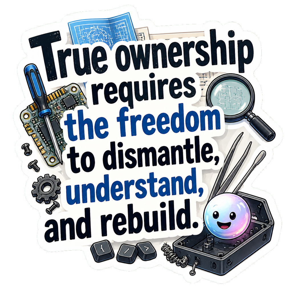 True ownership requires the freedom to dismantle, understand, and rebuild.