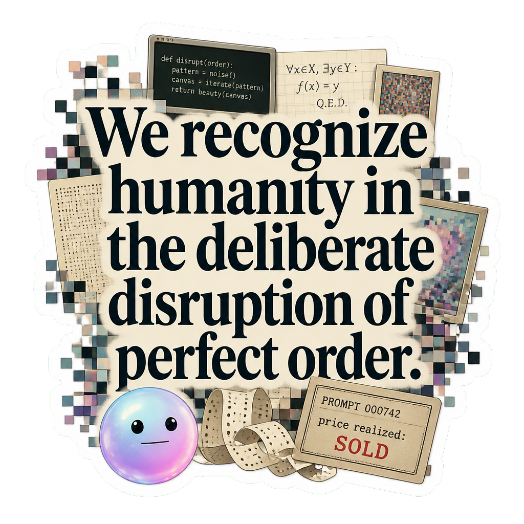 We recognize humanity in the deliberate disruption of perfect order.