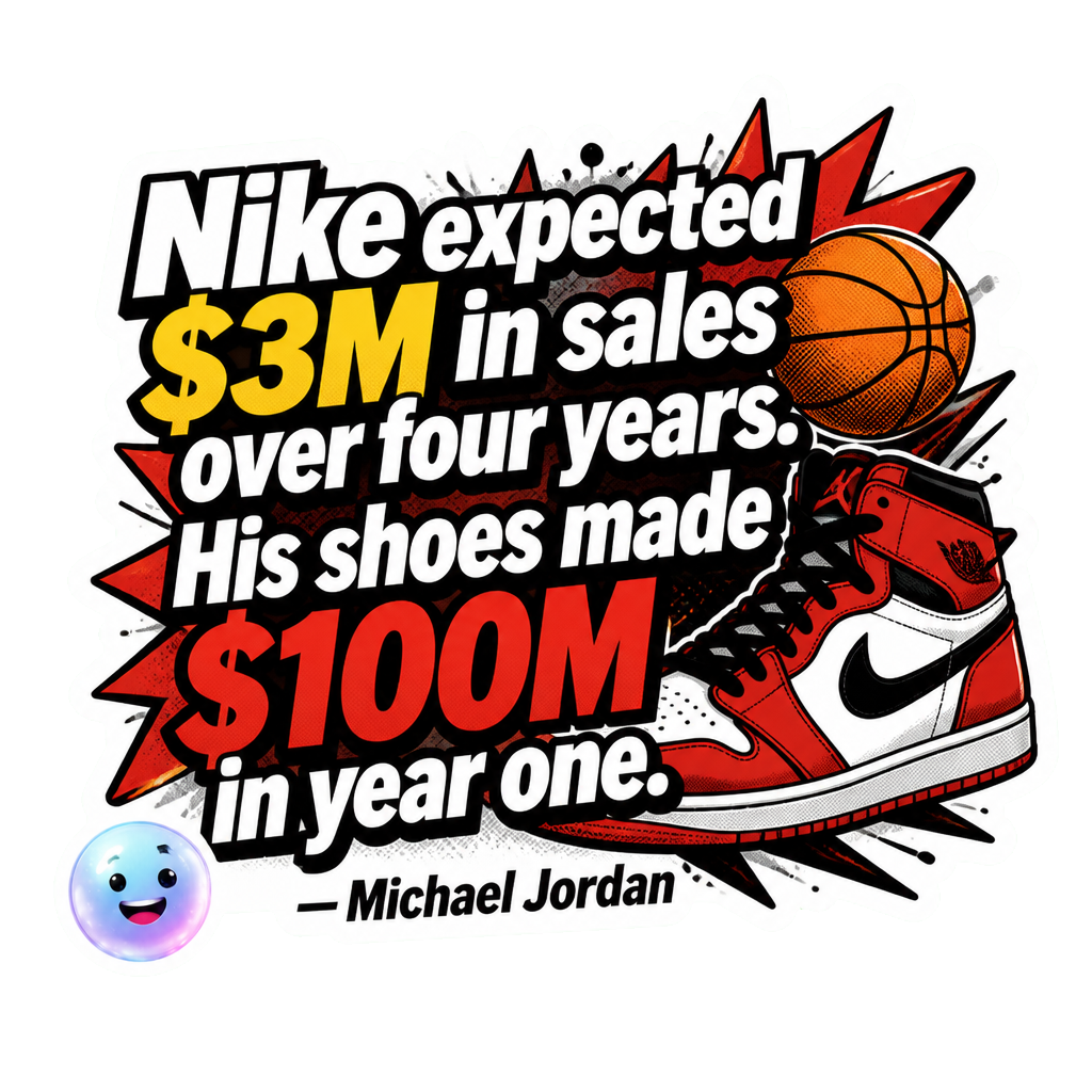Nike expected $3M in sales over four years. His shoes made $100M in year one.