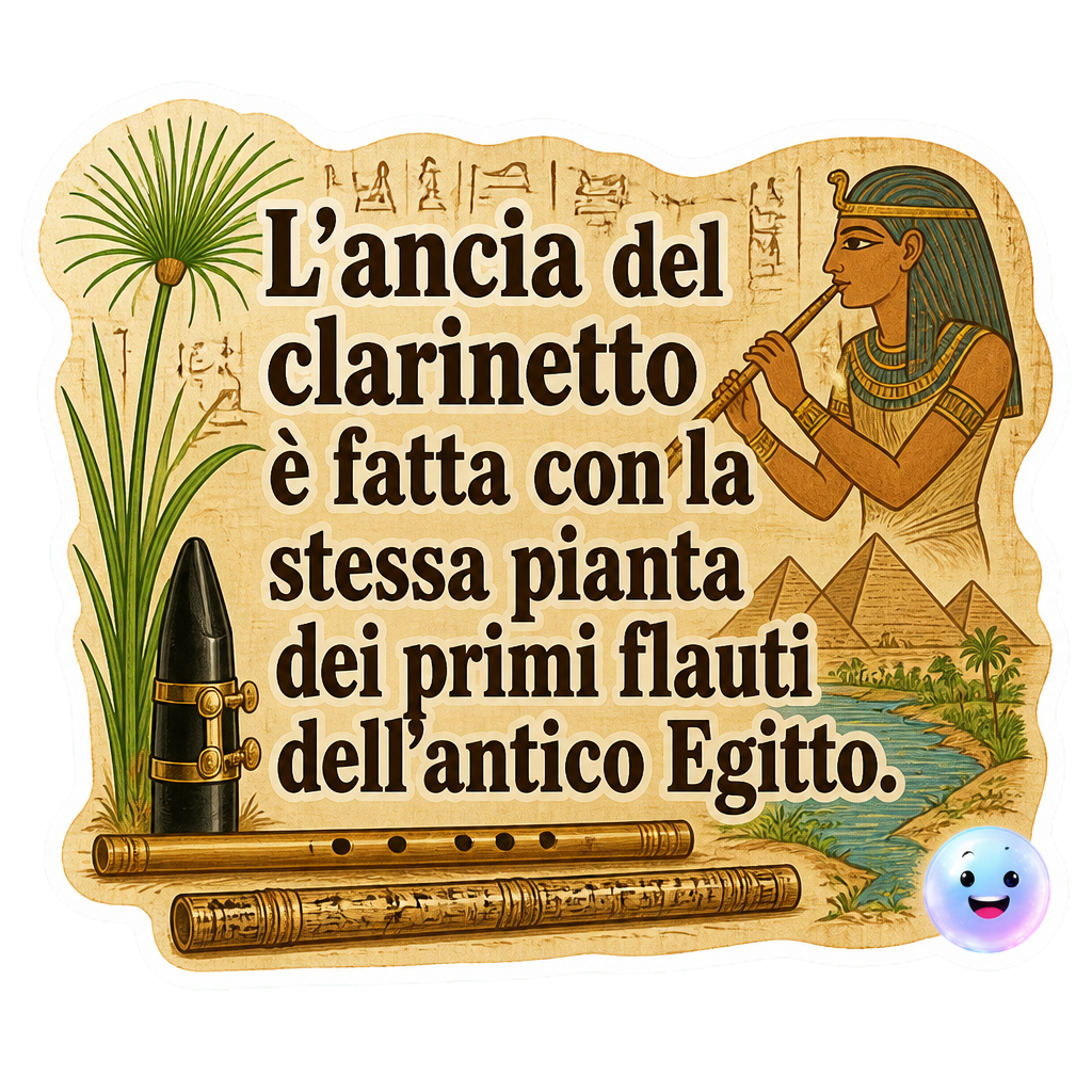 L'ancia del clarinetto è fatta con la stessa pianta dei primi flauti dell'antico Egitto.