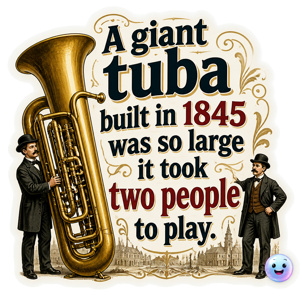 A giant tuba built in 1845 was so large it took two people to play.