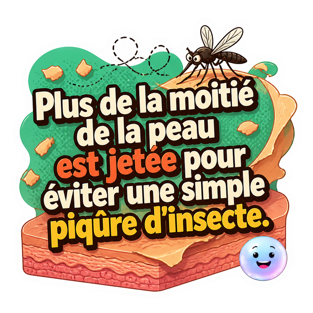 Plus de la moitié de la peau est jetée pour éviter une simple piqûre d'insecte.