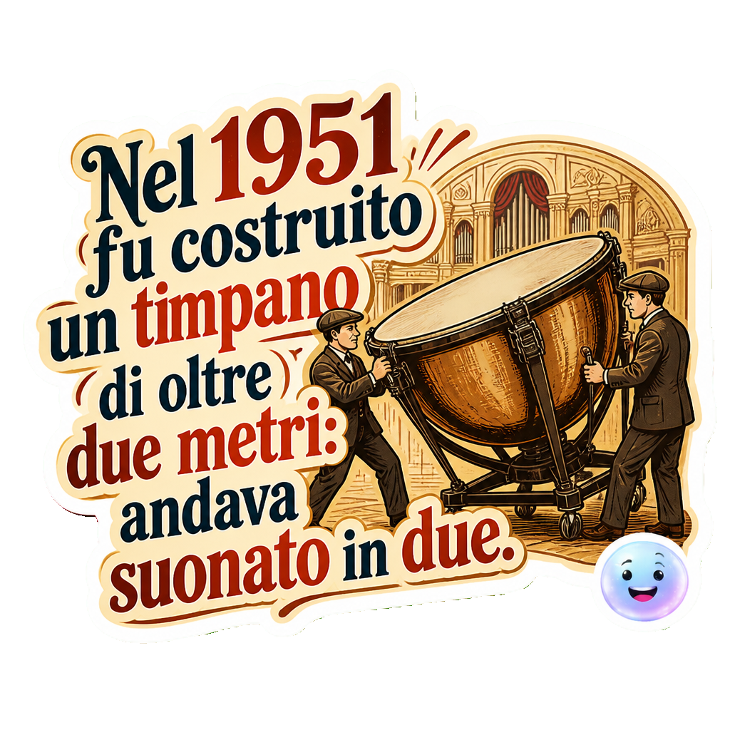 Nel 1951 fu costruito un timpano di oltre due metri: andava suonato in due.