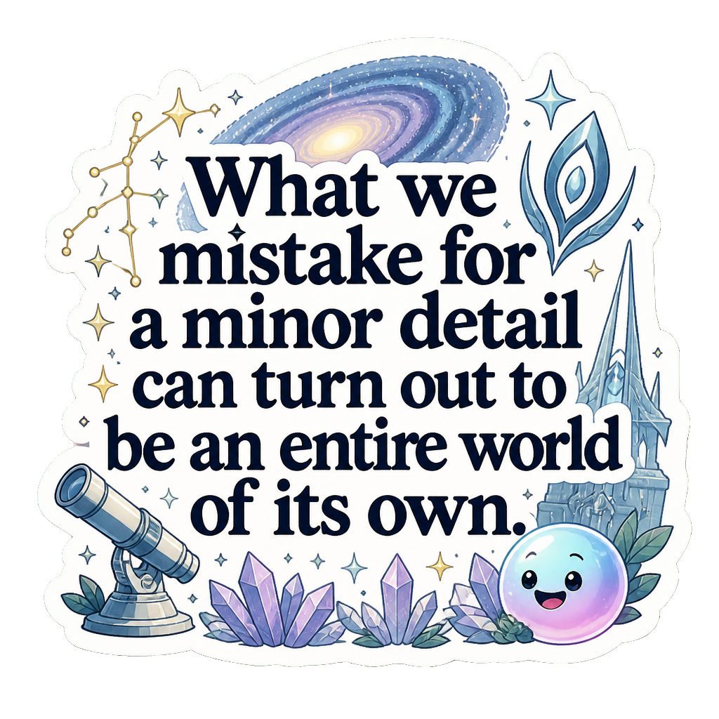 What we mistake for a minor detail can turn out to be an entire world of its own.