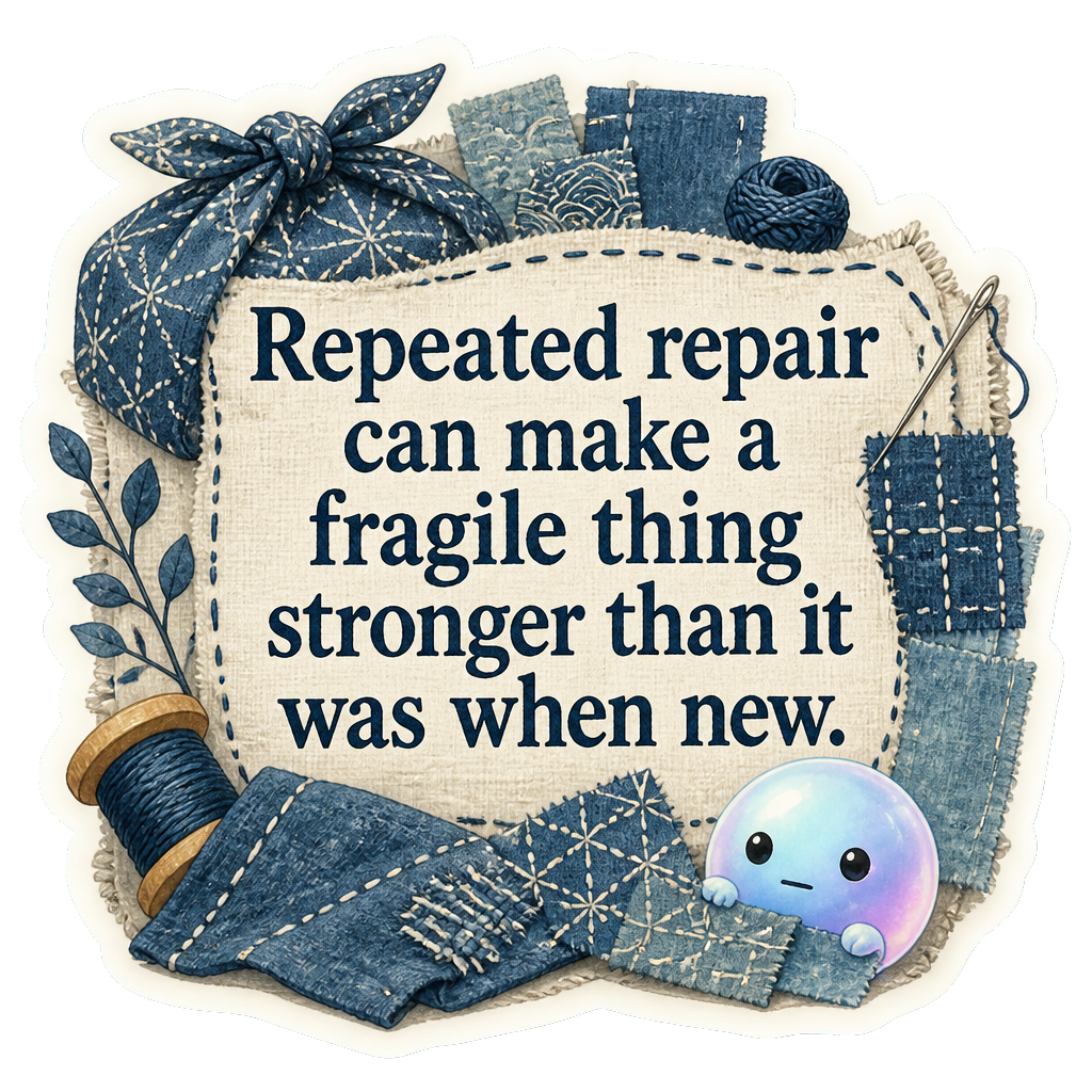 Repeated repair can make a fragile thing stronger than it was when new.