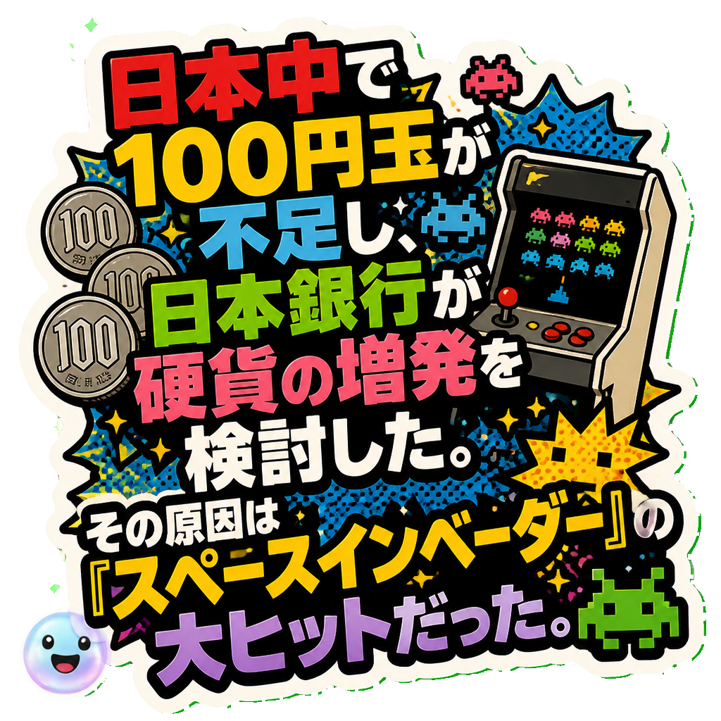 日本中で100円玉が不足し、日本銀行が硬貨の増発を検討した。その原因は『スペースインベーダー』の大ヒットだった。