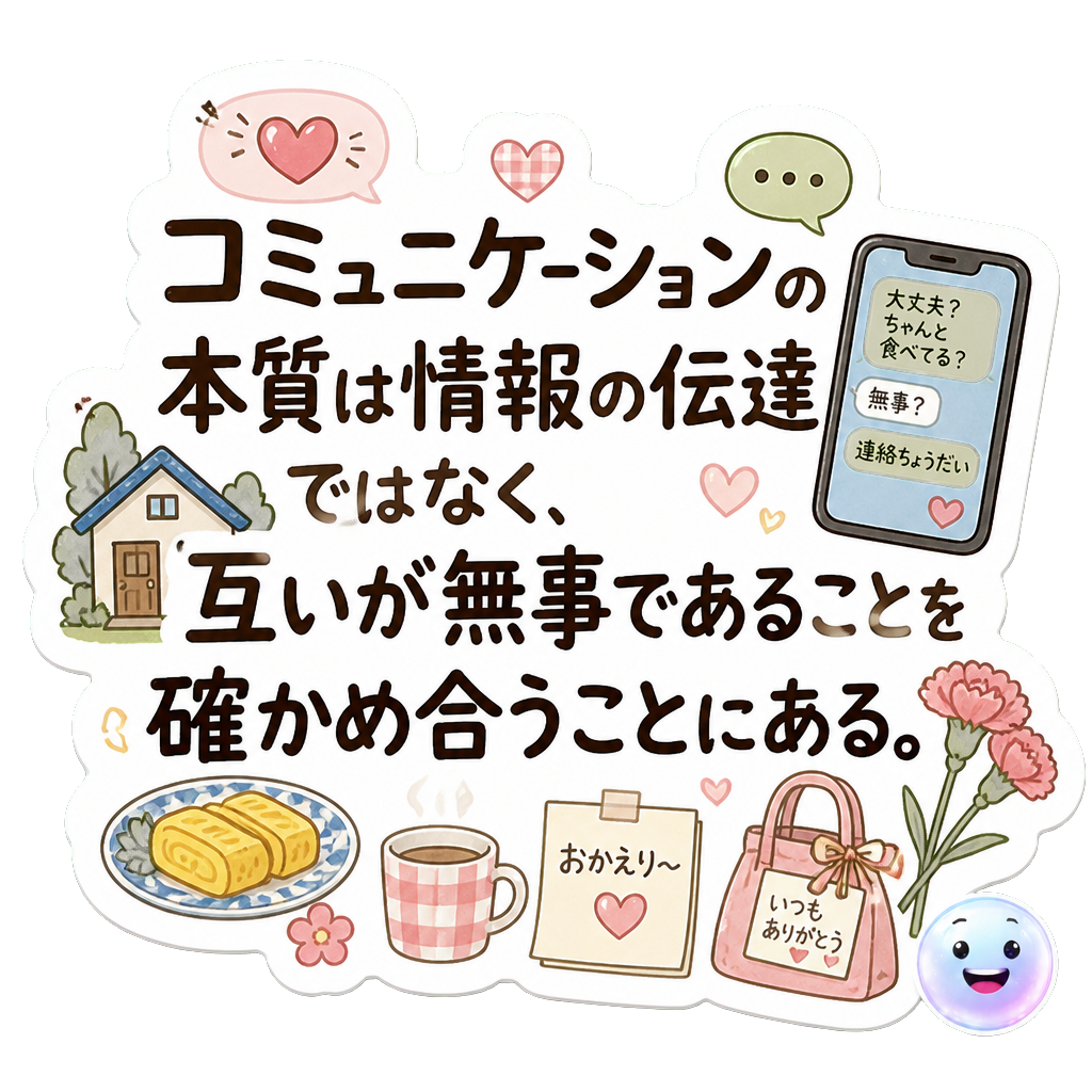 コミュニケーションの本質は情報の伝達ではなく、互いが無事であることを確かめ合うことにある。