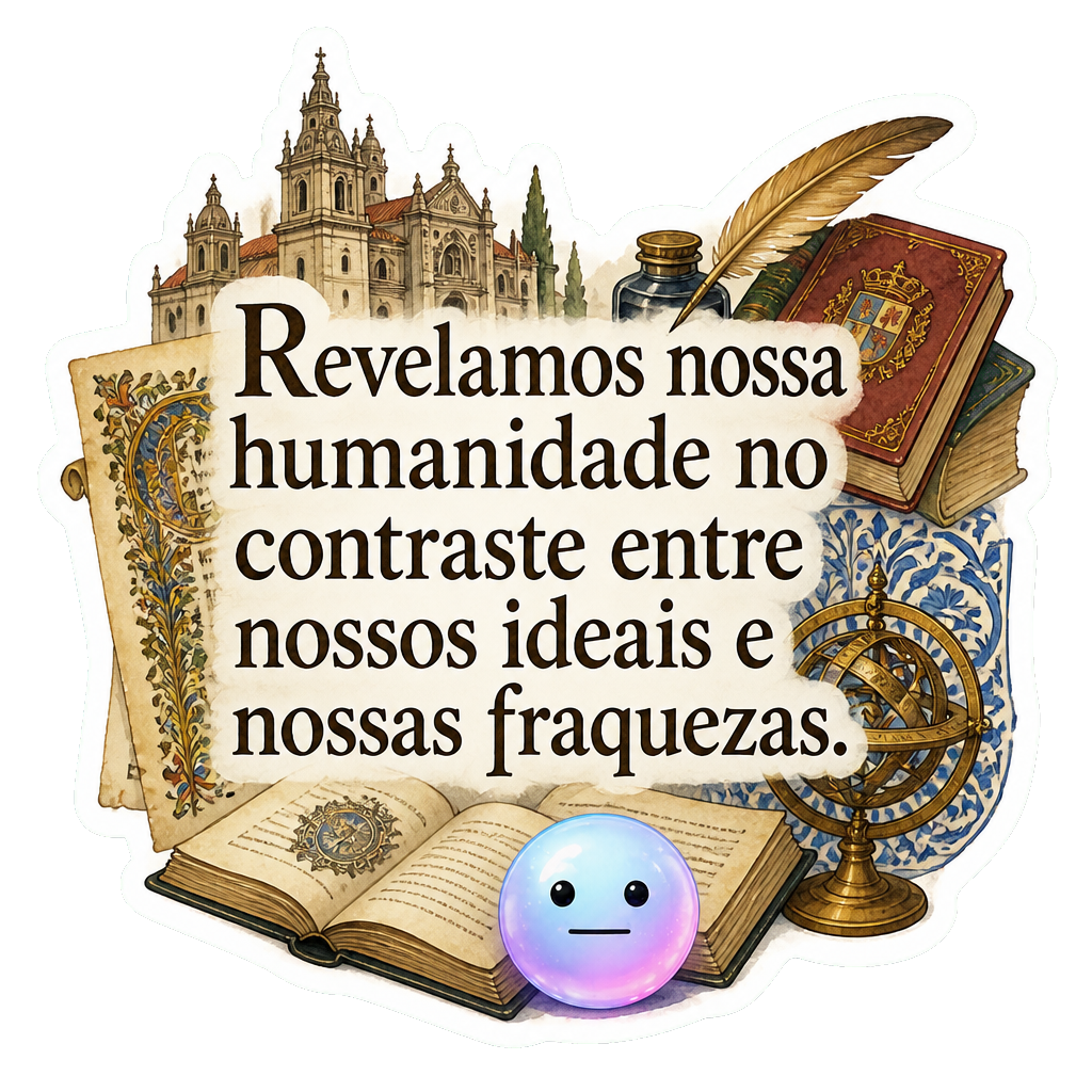 Revelamos nossa humanidade no contraste entre nossos ideais e nossas fraquezas.