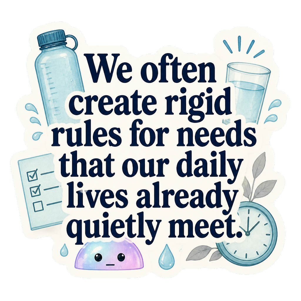 We often create rigid rules for needs that our daily lives already quietly meet.