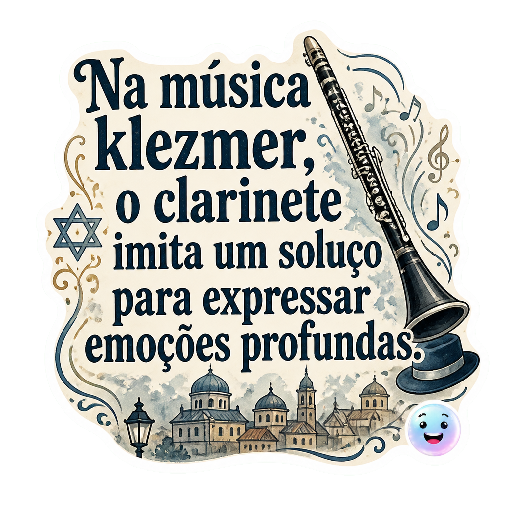 Na música klezmer, o clarinete imita um soluço para expressar emoções profundas.