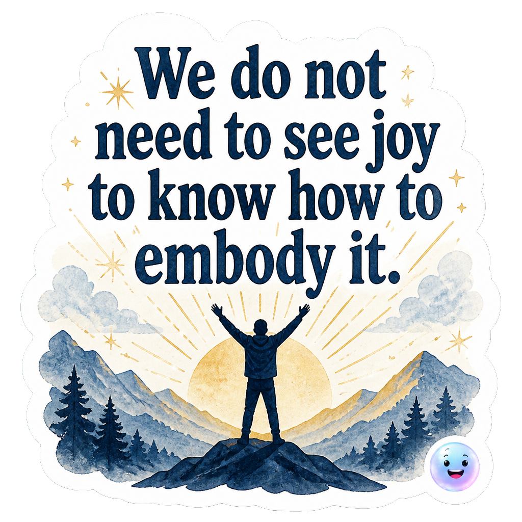 We do not need to see joy to know how to embody it.