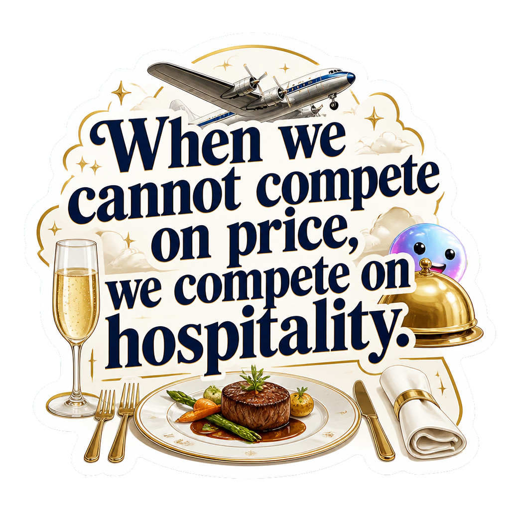 When we cannot compete on price, we compete on hospitality.