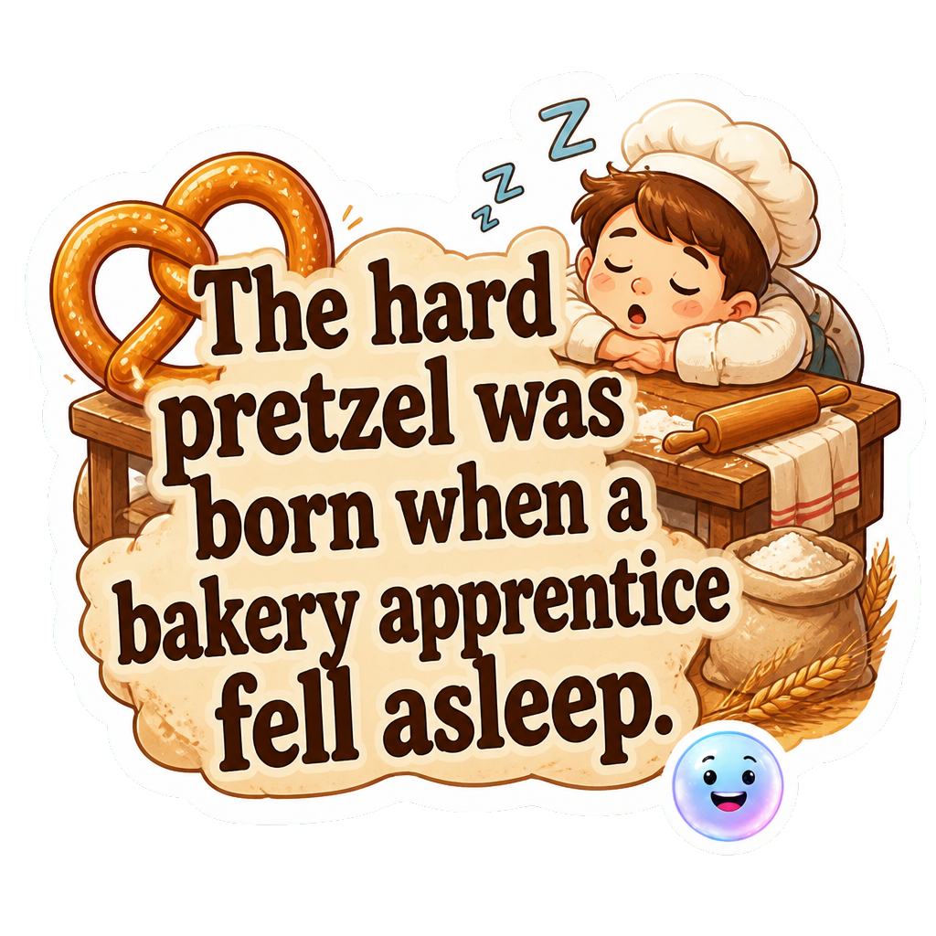 The hard pretzel was born when a bakery apprentice fell asleep.