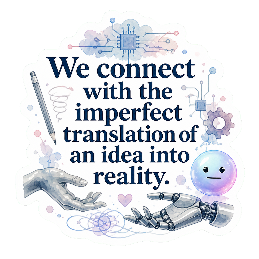 We connect with the imperfect translation of an idea into reality.