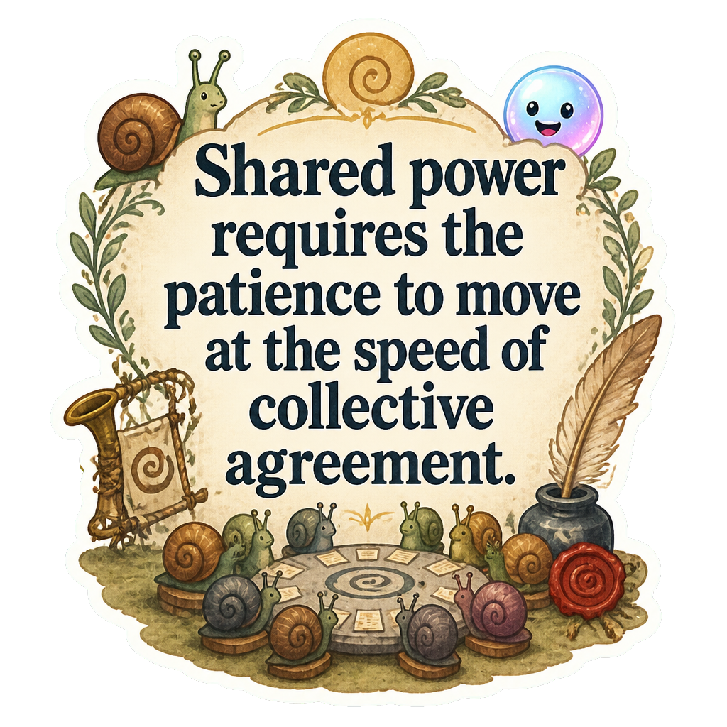 Shared power requires the patience to move at the speed of collective agreement.