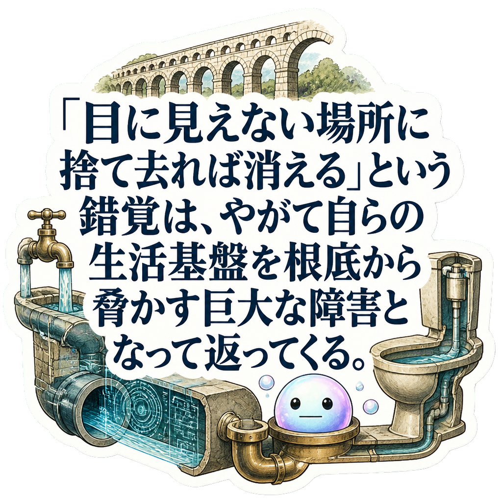 「目に見えない場所に捨て去れば消える」という錯覚は、やがて自らの生活基盤を根底から脅かす巨大な障害となって返ってくる。