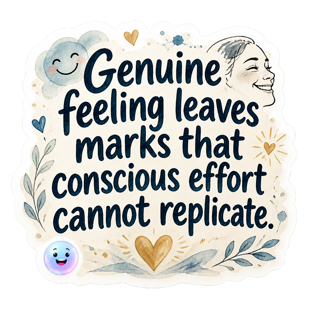 Genuine feeling leaves marks that conscious effort cannot replicate.