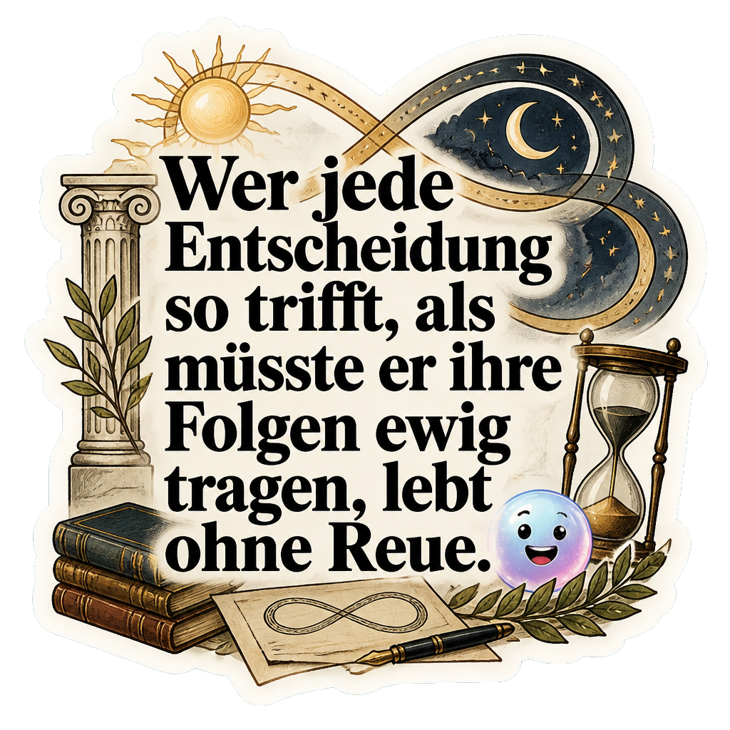 Wer jede Entscheidung so trifft, als müsste er ihre Folgen ewig tragen, lebt ohne Reue.