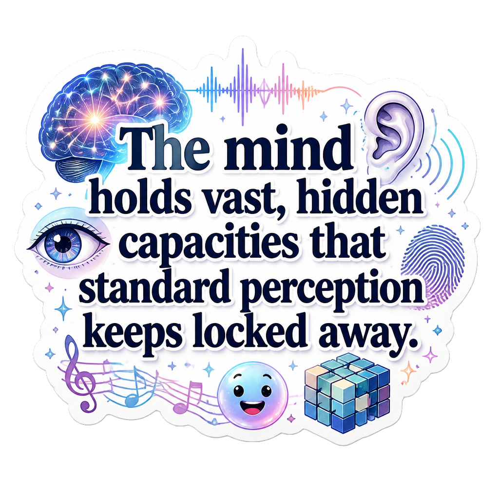The mind holds vast, hidden capacities that standard perception keeps locked away.