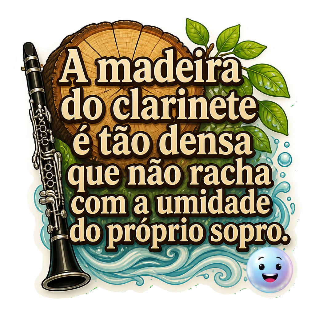 A madeira do clarinete é tão densa que não racha com a umidade do próprio sopro.